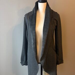 Cecico Gray Long Sleeve Drape Open Front Lagenlook Cardigan Sweater. Size Small